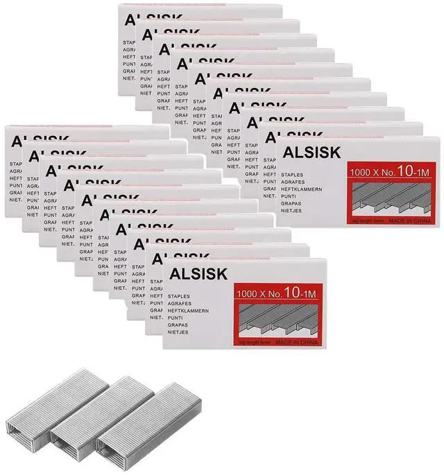 Main image of ALSISK No.10 Mini Staples 20000Count (20 Boxes), Silver 3/16" Leg Length, 24.3mm×9.45mm for No.10 Mini Stapler, SmallSize Replacement Staples