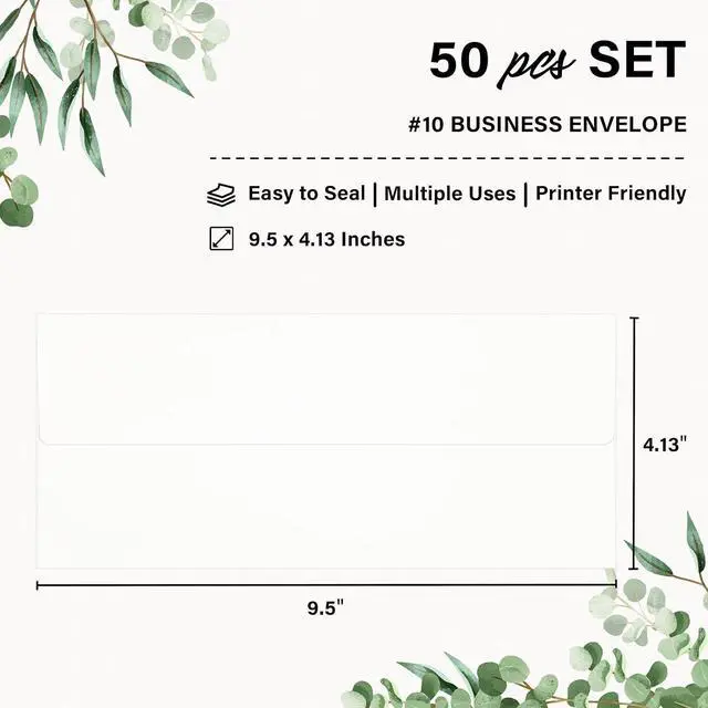 Alt view image 4 of 5 - QIKSION #10 SelfSealing White Envelopes, Strong Adhesive Closure, Smooth Writeable Surface for Commercial, Wedding and Shower Mailings