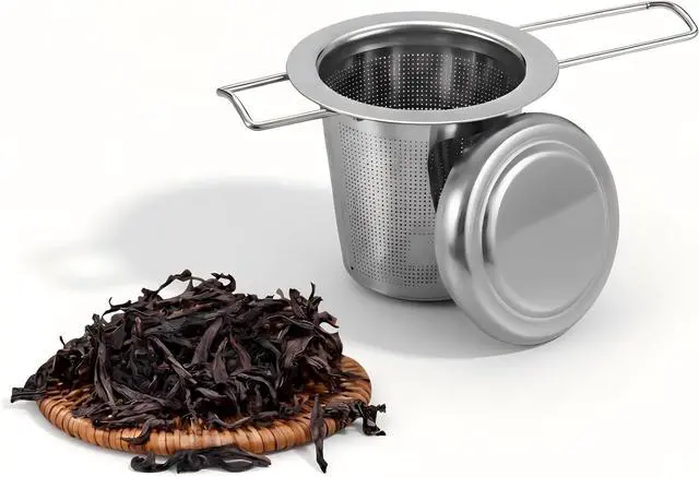 Main image of Vunpok Silver 304 Stainless Steel Tea Basket Infuser 3.2"×3.2"×3.2", Extra Fine Mesh Loose Leaf Tea Strainer, AntiScald Long Handle, DishwasherSafe Reusable Tea Filter