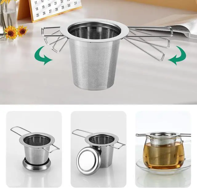 Alt view image 6 of 6 - Vunpok Silver 304 Stainless Steel Tea Basket Infuser 3.2"×3.2"×3.2", Extra Fine Mesh Loose Leaf Tea Strainer, AntiScald Long Handle, DishwasherSafe Reusable Tea Filter