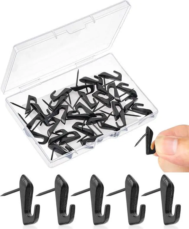 Alt view image 4 of 6 - Mr. Pen Black Push Pin Hooks 30Count, Decorative Wall Hooks for Drywall Wood Brick, DamageFree Removable Hangers for Pictures Notes & Artwork