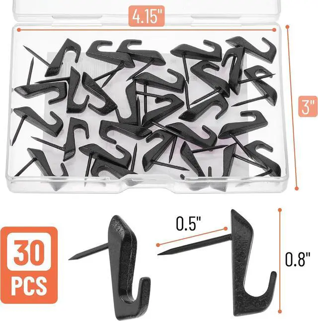 Main image of Mr. Pen Black Push Pin Hooks 30Count, Decorative Wall Hooks for Drywall Wood Brick, DamageFree Removable Hangers for Pictures Notes & Artwork