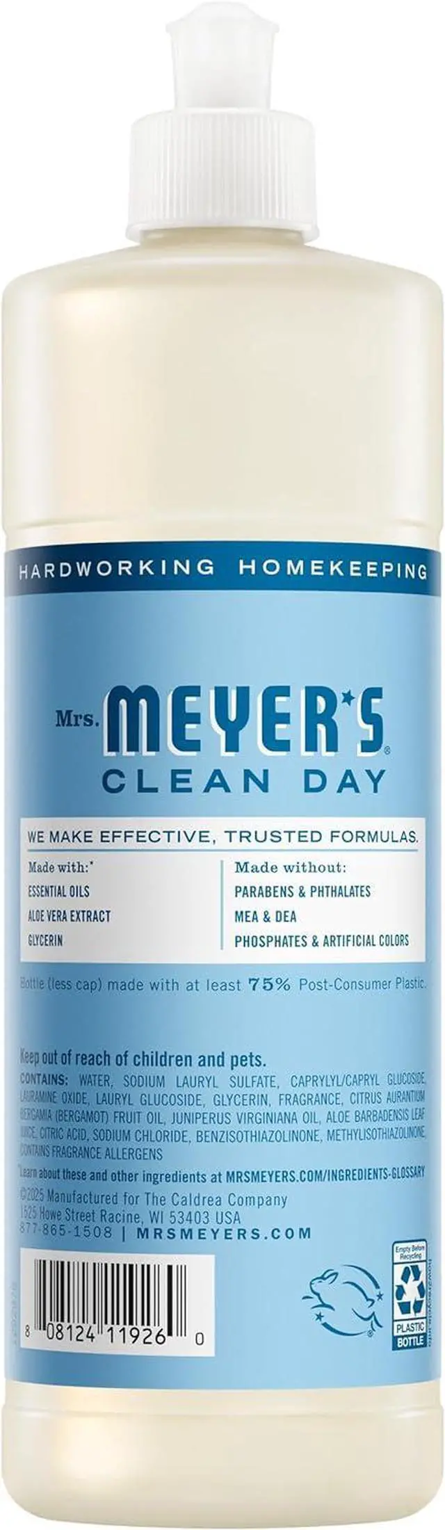 Alt view image 6 of 6 - Mrs. Meyer's Rain Water Scent Liquid Dish Soap, CrueltyFree Formula, Cuts Grease for Bright Clean Dishes, No Parabens Phthalates or AnimalDerived Ingredients