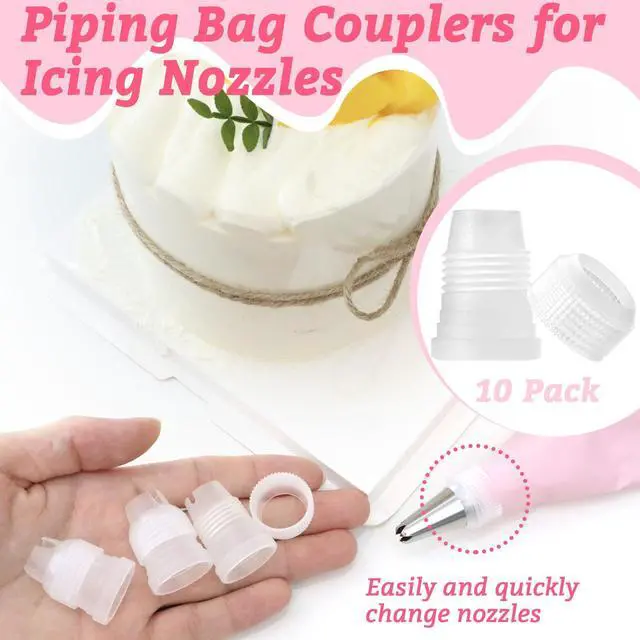 Alt view image 2 of 7 - LUTQ Transparent Polypropylene Piping Bag Couplers 10Count, FoodGrade Reusable Couplers for Small Icing Nozzles, Quick TipChange for Cake Decorating