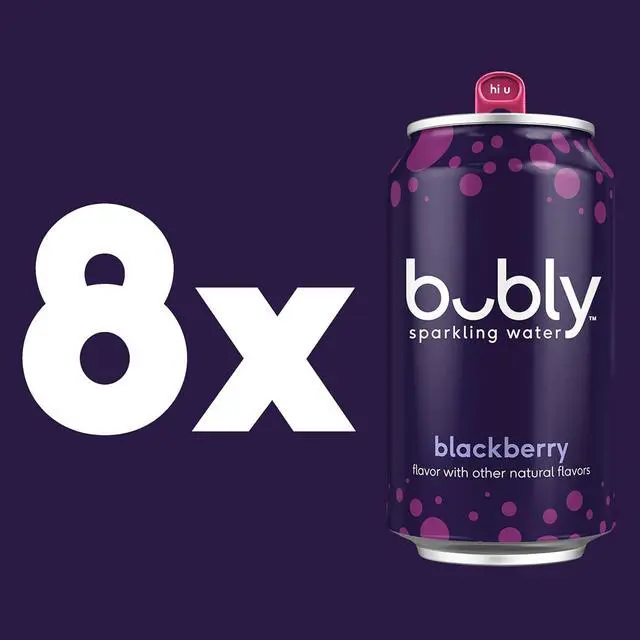 Alt view image 4 of 4 - Bubly Blackberry Sparkling Water 12 Fl Oz Cans 8Pack, ZeroSugar ZeroCalorie Seltzer Water With Natural Blackberry Flavor