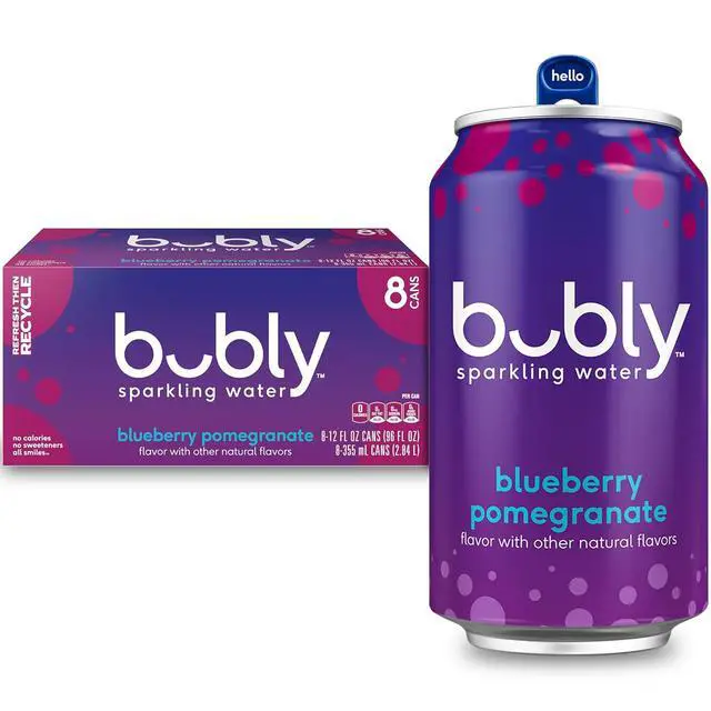 Alt view image 2 of 4 - 8Pack Bubly Sparkling Water, Blueberry Pomegranate Seltzer 12 Fl Oz Each, 100% Recyclable Cans, ZeroCalorie Unsweetened Drink