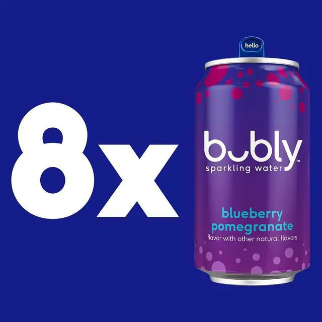 Alt view image 3 of 4 - 8Pack Bubly Sparkling Water, Blueberry Pomegranate Seltzer 12 Fl Oz Each, 100% Recyclable Cans, ZeroCalorie Unsweetened Drink