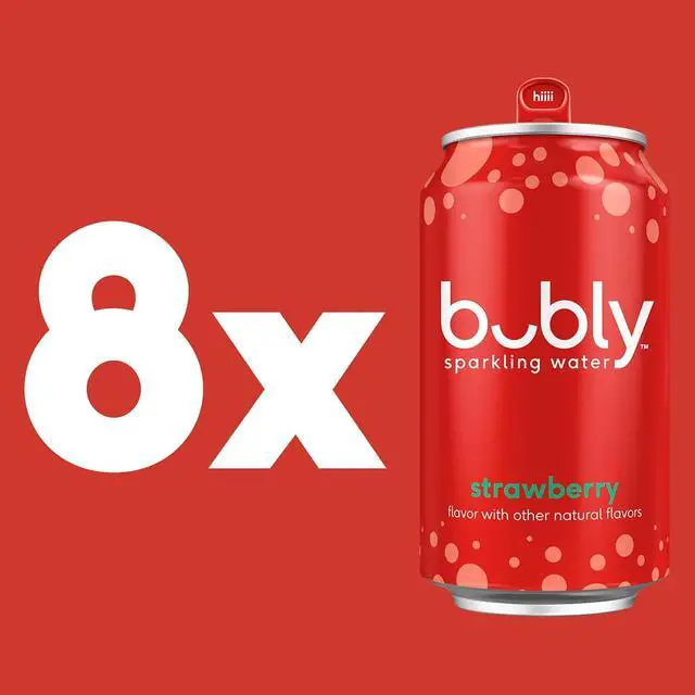 Alt view image 2 of 5 - Bubly Strawberry Sparkling Water 12 Fl Oz Cans 8Pack, ZeroSugar ZeroCalorie Seltzer Water With Natural Strawberry Fruit Flavor