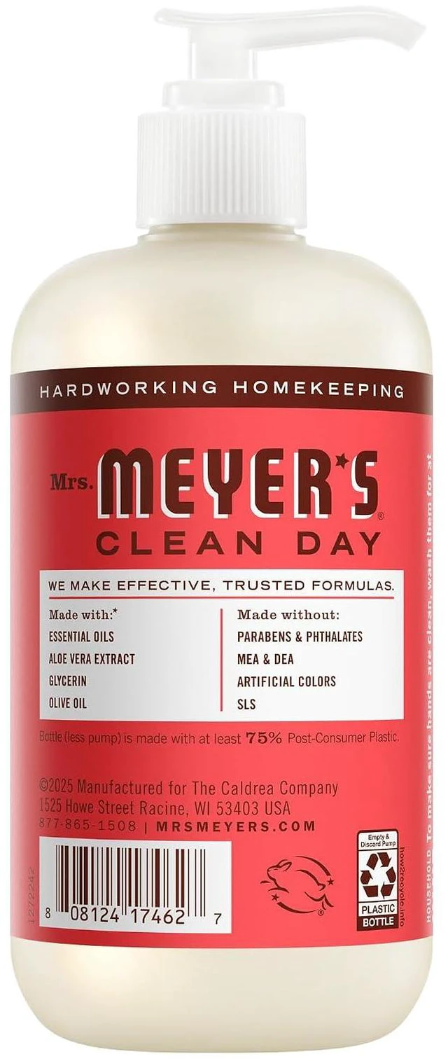Alt view image 3 of 6 - Mrs. Meyer's Rhubarb Scent Liquid Hand Soap 15.2 oz, CrueltyFree Leaping Bunny Certified, Moisturizing Hand Soap with Aloe Vera & Olive Oil