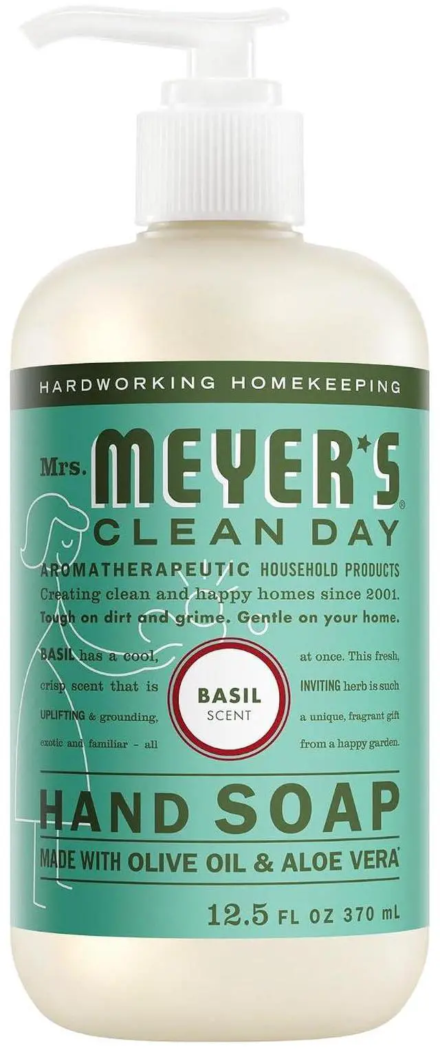 Main image of Mrs. Meyer's Basil Scent Liquid Hand Soap 3.3lbs, CrueltyFree Leaping Bunny Certified, Moisturizing Hand Soap with Aloe Vera & Olive Oil