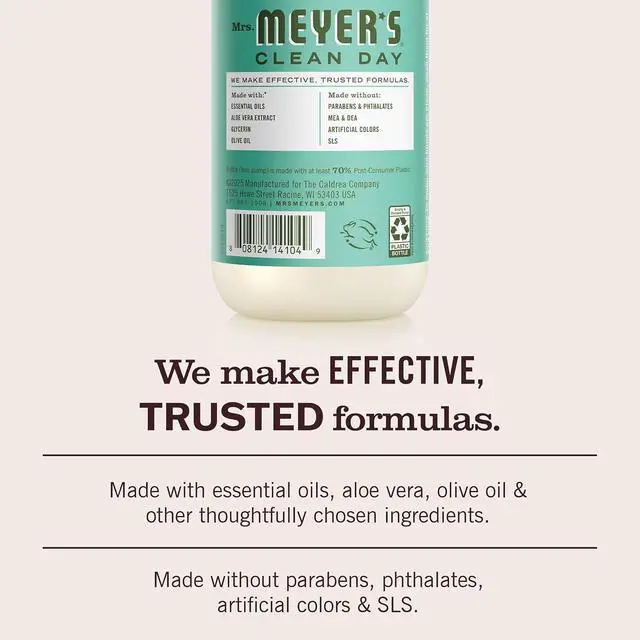 Alt view image 4 of 6 - Mrs. Meyer's Basil Scent Liquid Hand Soap 3.3lbs, CrueltyFree Leaping Bunny Certified, Moisturizing Hand Soap with Aloe Vera & Olive Oil