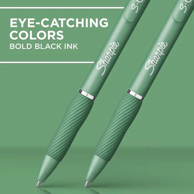 Alt view image 5 of 5 - Sharpie Green Barrel Gel Pens 4Count, 0.7mm Medium Point Black Ink, SmearProof NoBleed Gel Pens With Rubber Grip