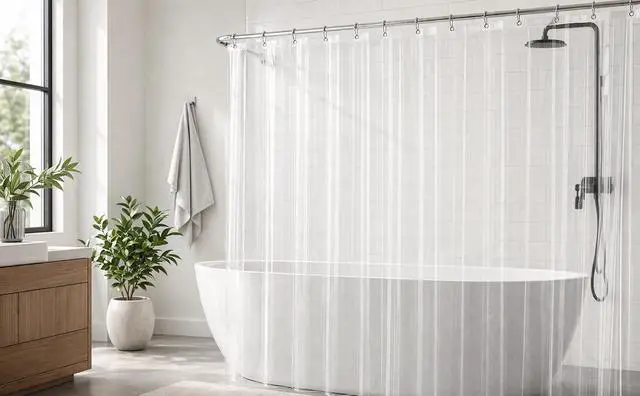Main image of EHZNZIE 72" x 72" PEVA Shower Curtain Liner, Clear SemiSheer PVCFree Waterproof Liner with Weighted Magnets & Rustproof Grommets