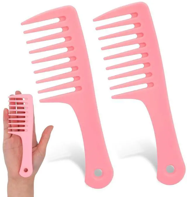 Main image of Mini Wide Tooth and Travel-Size Detangling Combs - 2 Pcs Portable Plastic Combs for Styling Curly, Long, Wet Hair