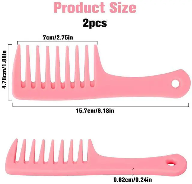 Alt view image 4 of 7 - Mini Wide Tooth and Travel-Size Detangling Combs - 2 Pcs Portable Plastic Combs for Styling Curly, Long, Wet Hair