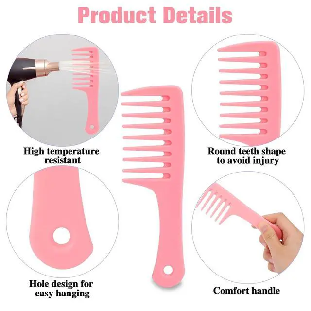 Alt view image 2 of 7 - Mini Wide Tooth and Travel-Size Detangling Combs - 2 Pcs Portable Plastic Combs for Styling Curly, Long, Wet Hair