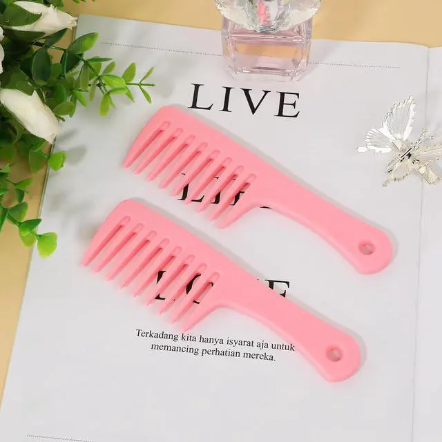 Alt view image 7 of 7 - Mini Wide Tooth and Travel-Size Detangling Combs - 2 Pcs Portable Plastic Combs for Styling Curly, Long, Wet Hair