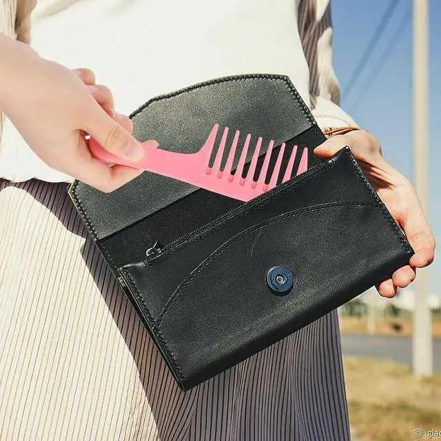 Alt view image 6 of 7 - Mini Wide Tooth and Travel-Size Detangling Combs - 2 Pcs Portable Plastic Combs for Styling Curly, Long, Wet Hair
