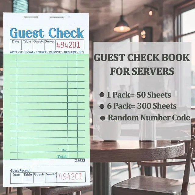 Alt view image 6 of 6 - Budgenix 6 Pack Guest Checks Server Note Pads, 300 Order Pads