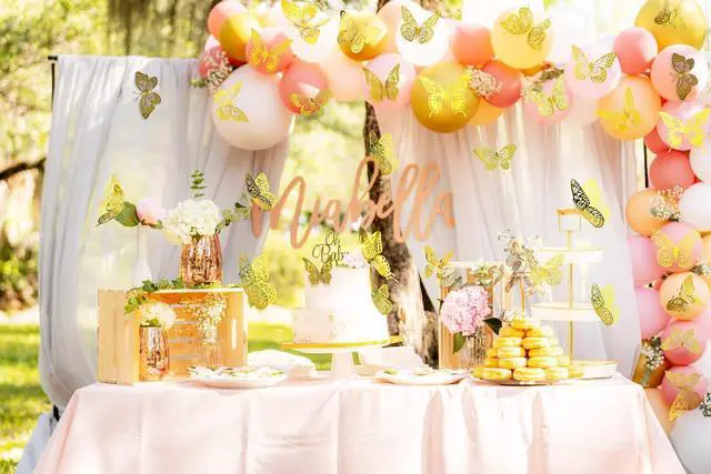 Alt view image 4 of 6 - Meikeer 3D Butterfly Wall Decor 48Pcs Gold Removable Stickers Party