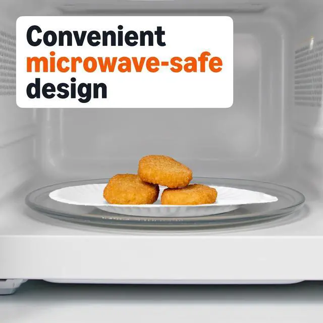 Alt view image 4 of 5 - Amazon Basics 9" Uncoated White Paper Plates, Microwave Safe, 100 Count