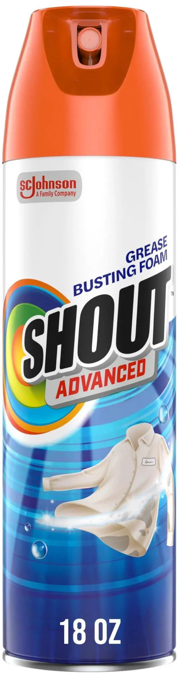 Main image of Shout Advanced Grease Busting Foam, Laundry Stain Remover, 18oz, (1-Pack)