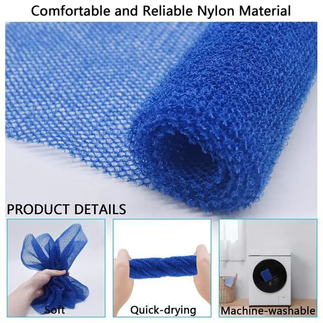 Alt view image 4 of 7 - 2 Piece African Exfoliating Net for Body, African Net Sponge, African Wash Net, African Shower Net, African Bath Sponge Scrubbing Rag Net Exfoliation, African Body Scrubber (Black,Blue)