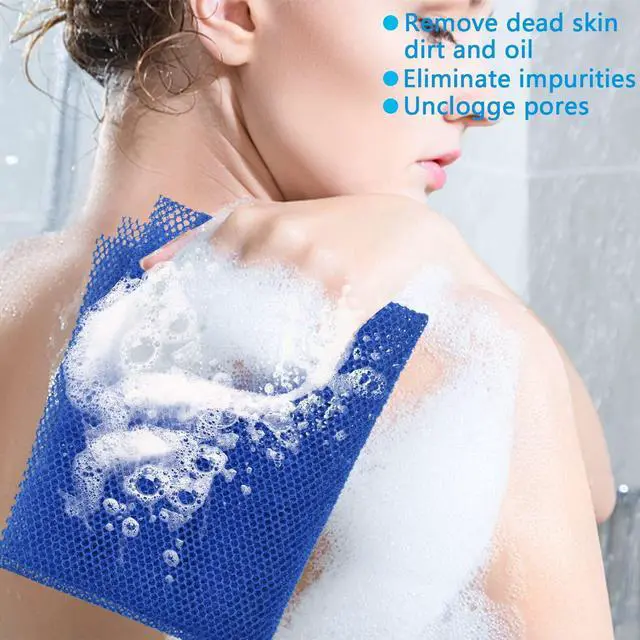 Alt view image 2 of 7 - 2 Piece African Exfoliating Net for Body, African Net Sponge, African Wash Net, African Shower Net, African Bath Sponge Scrubbing Rag Net Exfoliation, African Body Scrubber (Black,Blue)