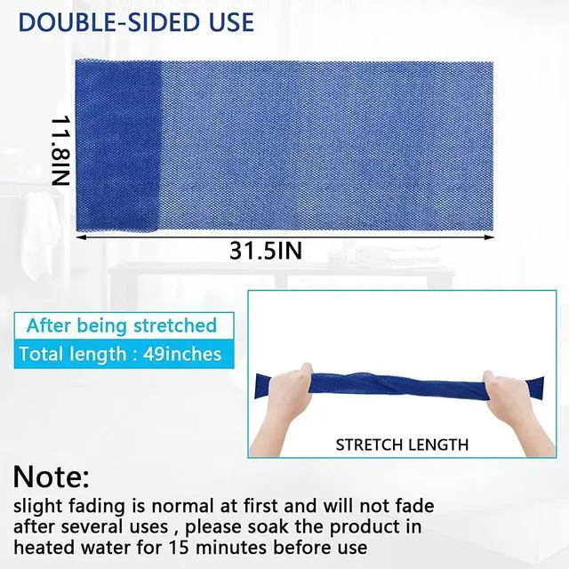 Alt view image 7 of 7 - 2 Piece African Exfoliating Net for Body, African Net Sponge, African Wash Net, African Shower Net, African Bath Sponge Scrubbing Rag Net Exfoliation, African Body Scrubber (Black,Blue)