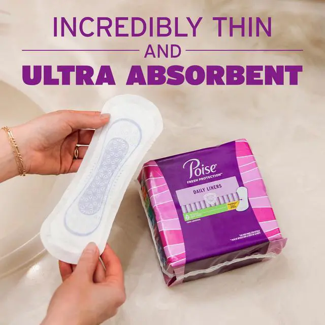 Alt view image 4 of 6 - Poise Daily Liners, Incontinence Panty Liners for Bladder Leaks, 2 Drop Very Light Absorbency, Regular Length, 30 Count of Pantiliners, Packaging May Vary