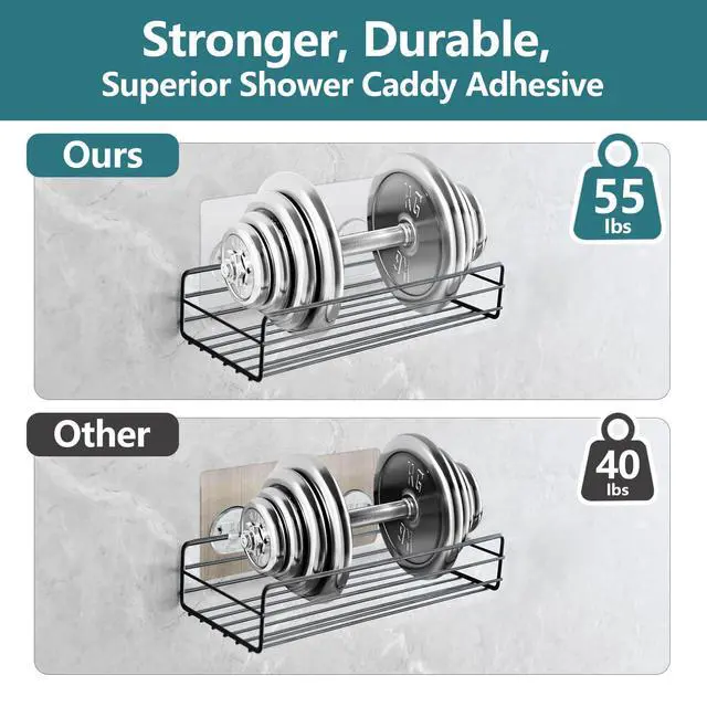 Alt view image 5 of 6 - 8 Pack Shower Caddy Adhesive Replacement, Strong Shower Shelf Adhesive Hooks for Corner Shelf Basket, Bathroom Rack, Kitchen Rack and Soap Holder