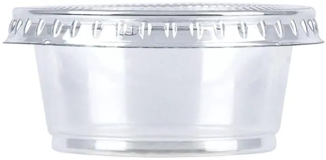 Alt view image 6 of 6 - Amazon Basics Disposable Plastic To-Go Cups and Lids, Mini, 2oz, 50 Count, BPA Free, for Condiment, Salad Dressing, Sauces, Jello Shots