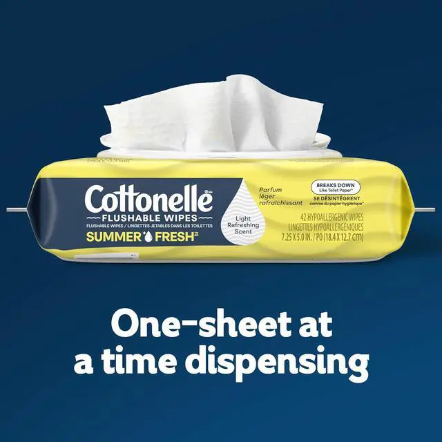 Alt view image 3 of 6 - Cottonelle Summer Fresh Scented Flushable Wipes, 2 Packs, 42 Wipes per Pack