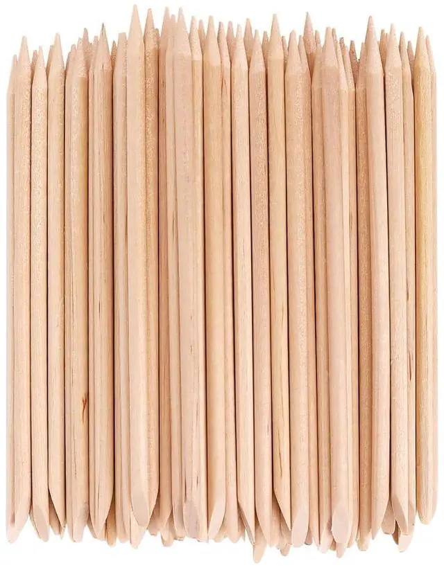Main image of 100PCS Orange Wood Nail Sticks, 4.5 Inch Wooden Cuticle Pusher and Remover Set, Dual-Headed Manicure Tools for Home and Salon