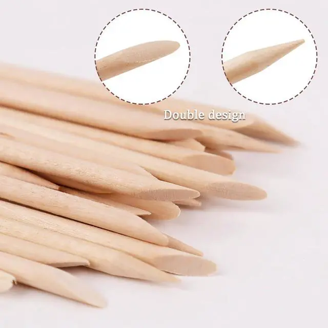 Alt view image 2 of 5 - 100PCS Orange Wood Nail Sticks, 4.5 Inch Wooden Cuticle Pusher and Remover Set, Dual-Headed Manicure Tools for Home and Salon