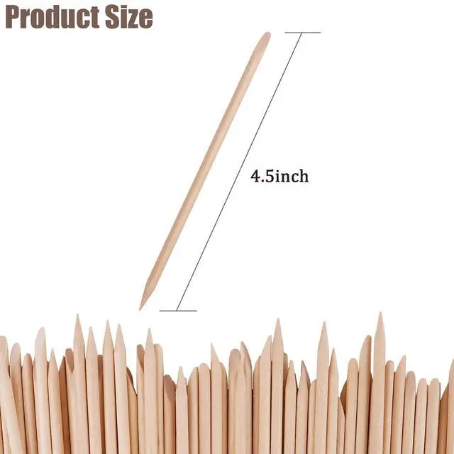 Alt view image 5 of 5 - 100PCS Orange Wood Nail Sticks, 4.5 Inch Wooden Cuticle Pusher and Remover Set, Dual-Headed Manicure Tools for Home and Salon