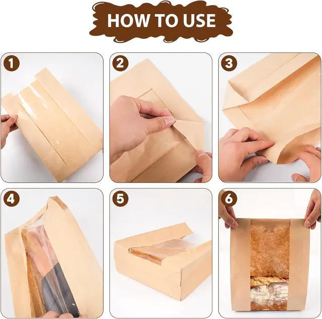 Alt view image 2 of 6 - 30 pack bread paper bags with window, including 30 homemade bread storage label seal stickers (13.7x8.3x3.5 inches)