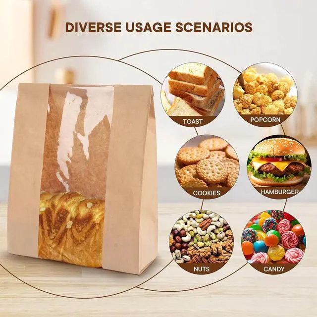 Alt view image 5 of 6 - 30 pack bread paper bags with window, including 30 homemade bread storage label seal stickers (13.7x8.3x3.5 inches)