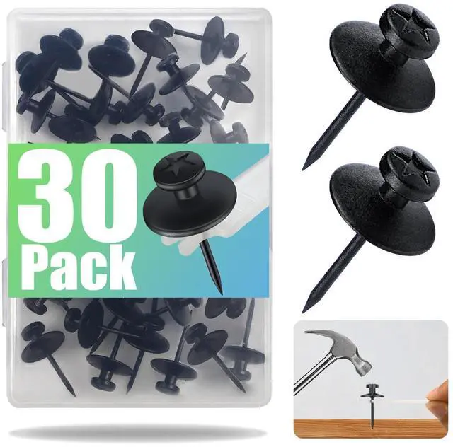 Main image of 30 Pack Double Headed Push Pins for Hanging Pictures & Tapestry, Mini Wall Hook Design for Small Wall Decor & String Lights Renter Friendly Thumb Tacks for Dorm, Apartment & Home Office, Black