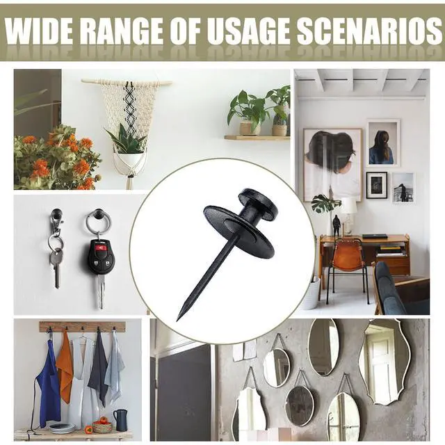 Alt view image 2 of 6 - 30 Pack Double Headed Push Pins for Hanging Pictures & Tapestry, Mini Wall Hook Design for Small Wall Decor & String Lights Renter Friendly Thumb Tacks for Dorm, Apartment & Home Office, Black