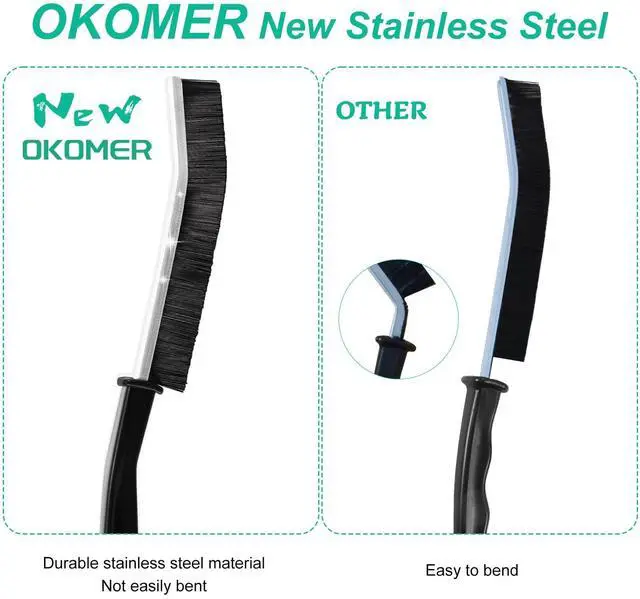 Alt view image 5 of 6 - OKOM Multifunctional Stainless Steel Crevice Cleaning Brush - Hard Bristles for Kitchen & Bath Gap Cleaning