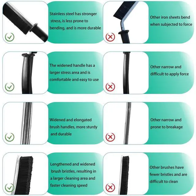 Alt view image 3 of 6 - OKOM Multifunctional Stainless Steel Crevice Cleaning Brush - Hard Bristles for Kitchen & Bath Gap Cleaning