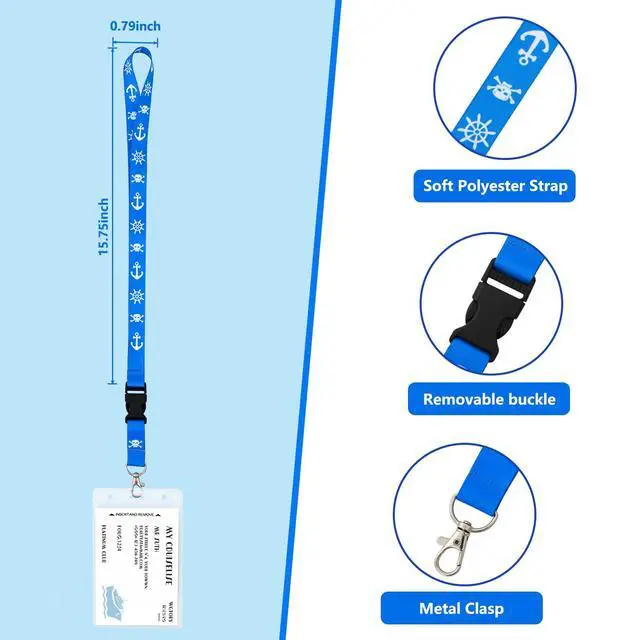 Alt view image 6 of 6 - Cruise Lanyards, 4 Pack Waterproof Lanyards with ID Badge Reel Holder, Detachable Buckle for Ship Key Cards, Cruise Ship Essentials