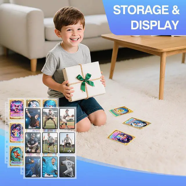 Alt view image 6 of 7 - 360 Pockets Binder Card Sleeves Double-Sided 9 Pocket Trading Card Pages for 3 Ring Binder, Clear Plastic Pages Sleeves for Sport Cards, Business Cards, Game Cards, Photos (20 Pack)