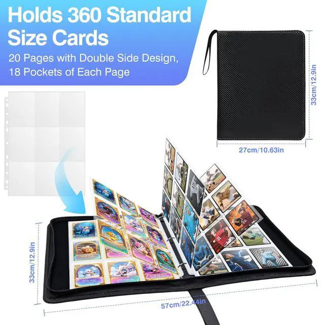 Alt view image 5 of 7 - 360 Pockets Binder Card Sleeves Double-Sided 9 Pocket Trading Card Pages for 3 Ring Binder, Clear Plastic Pages Sleeves for Sport Cards, Business Cards, Game Cards, Photos (20 Pack)