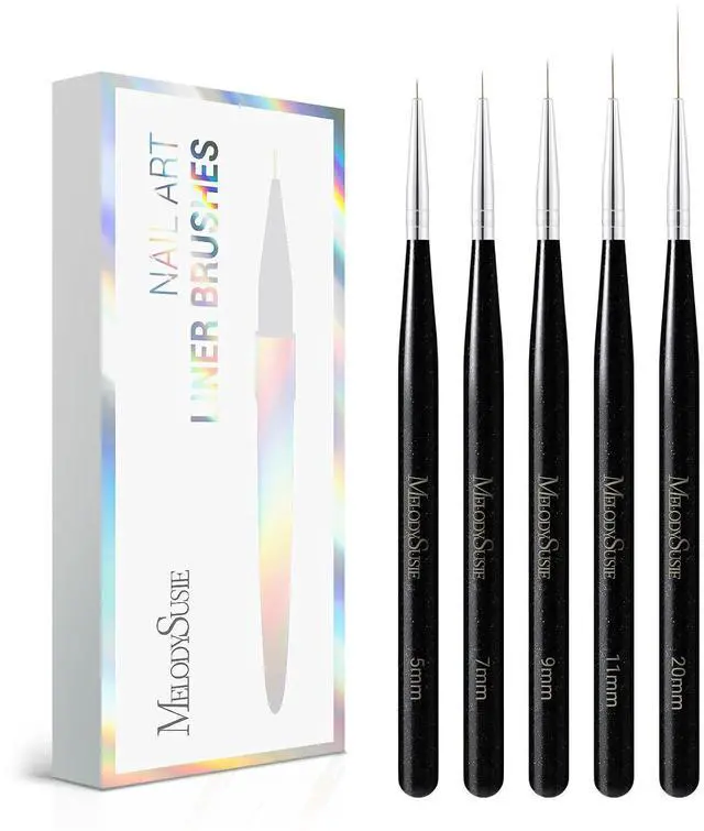 Main image of MelodySusie Nail Art Liner Brushes 5Pcs Sizes 5/7/9/11/20mm