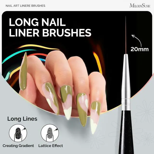 Alt view image 5 of 5 - MelodySusie Nail Art Liner Brushes 5Pcs Sizes 5/7/9/11/20mm