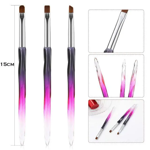 Alt view image 3 of 7 - 3Pcs Nail Art Clean Up Brushes,Cuticle Polish Removal Brushes Set