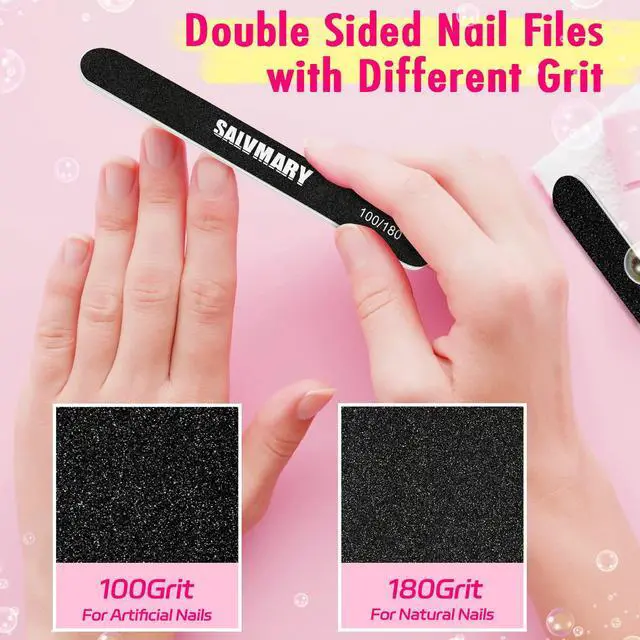 Alt view image 4 of 6 - SALVMARY 100/180 Grit Nail File and 80/100 Grit Nail Buffer Block Set 8 Pcs