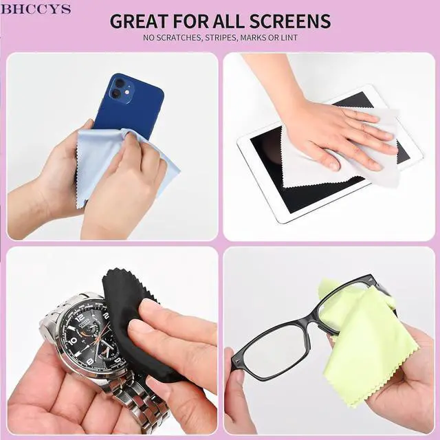 Alt view image 2 of 7 - Glasses Cleaning Cloths(12 pcs),Microfiber Eyeglass Cleaner Cloth, Lens Wipes Cloth for Cleaning Eyeglasses, Cell Phones, Screens, Lenses, Electronics and All Delicate Surface